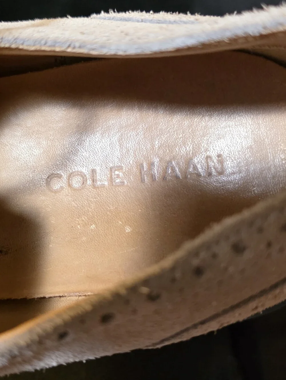 Cole Haan Men's Suede Wingtip Derby Shoes in Light Gray with Blue Sole Size 10